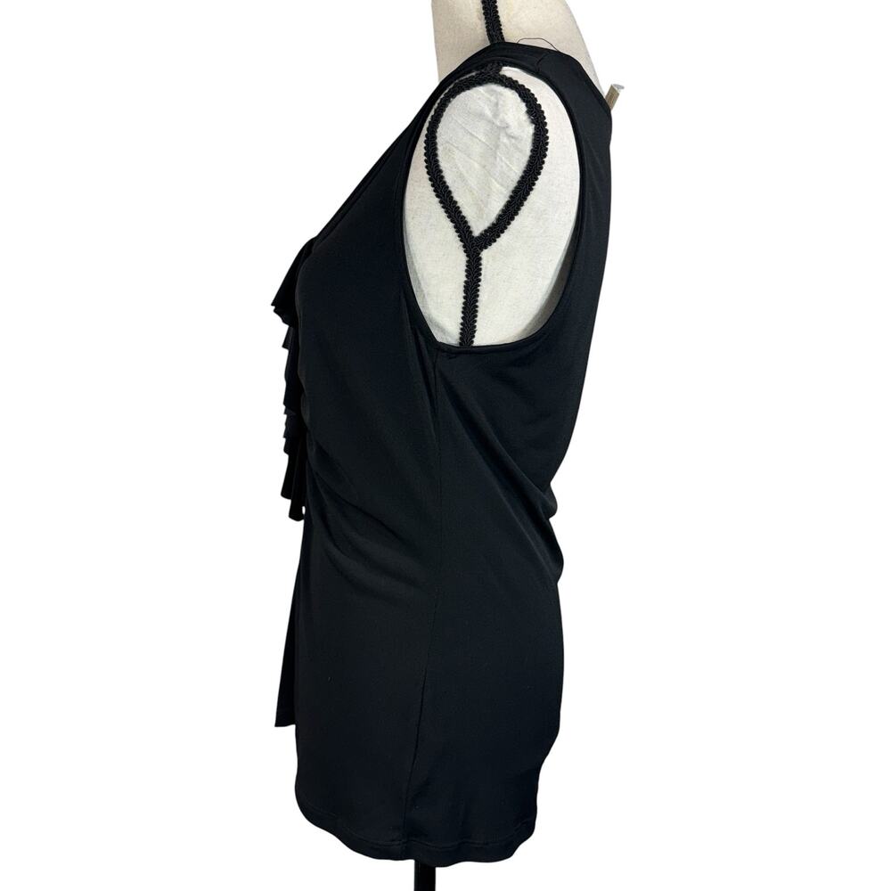 Maurices Medium Top Sleeveless Stretch V-Neck Ruched Front Pullover Black New - Picture 5 of 7